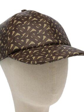 BURBERRY TB Monogram Baseball Cap PVC M Brown 8018971 Auth am7057V